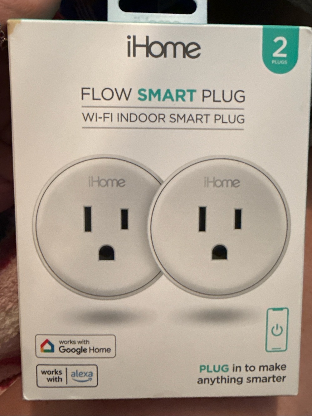 iHome Flow WiFi Smart Plug 2-Pack Google Home Alexa Compatible
